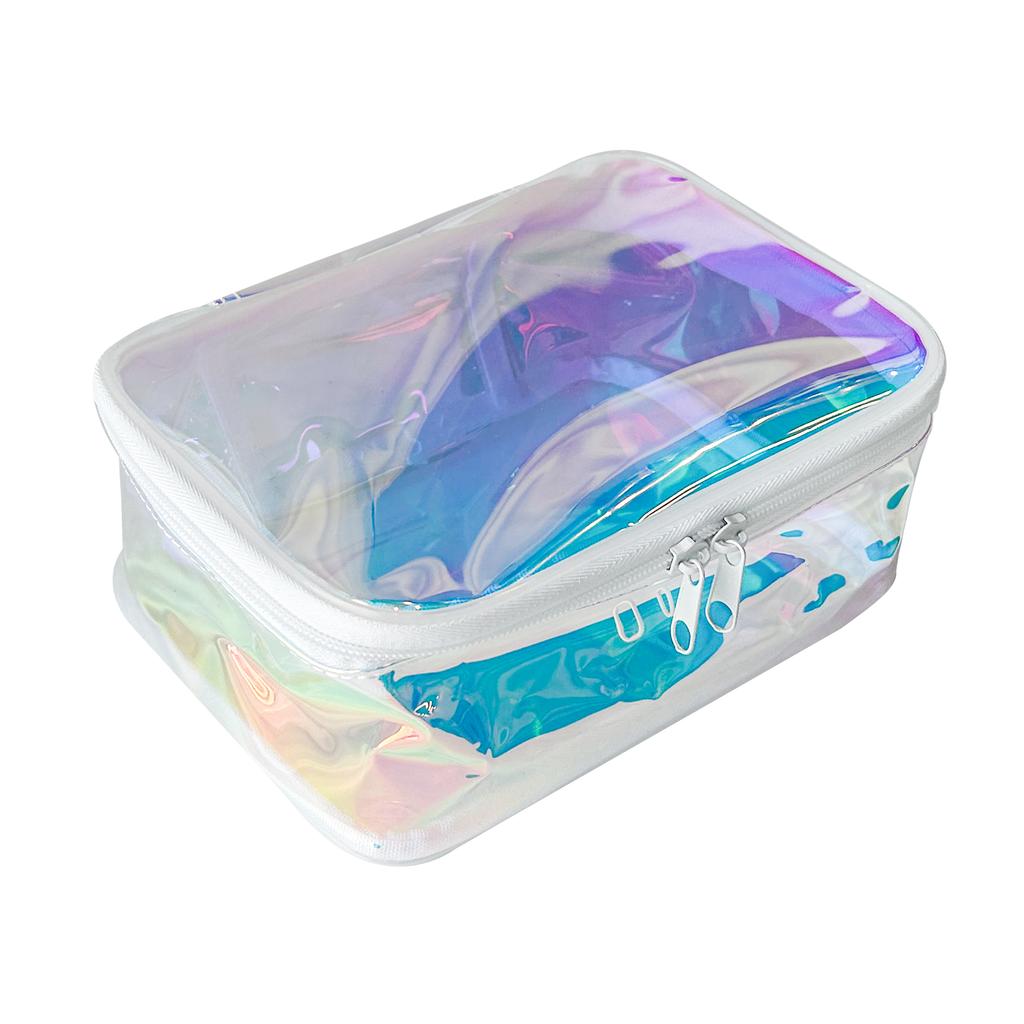Hot Fashion Holographic Laser Logo Pattern EcoFriendly PVCMaterial Zipper Closure Waterproof Cosmetic Case Storage Makeup