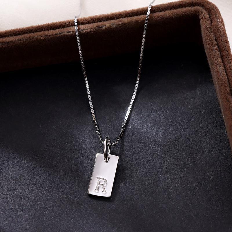 Banyan Tree Sterling Silver Square Letter Pendant Necklace