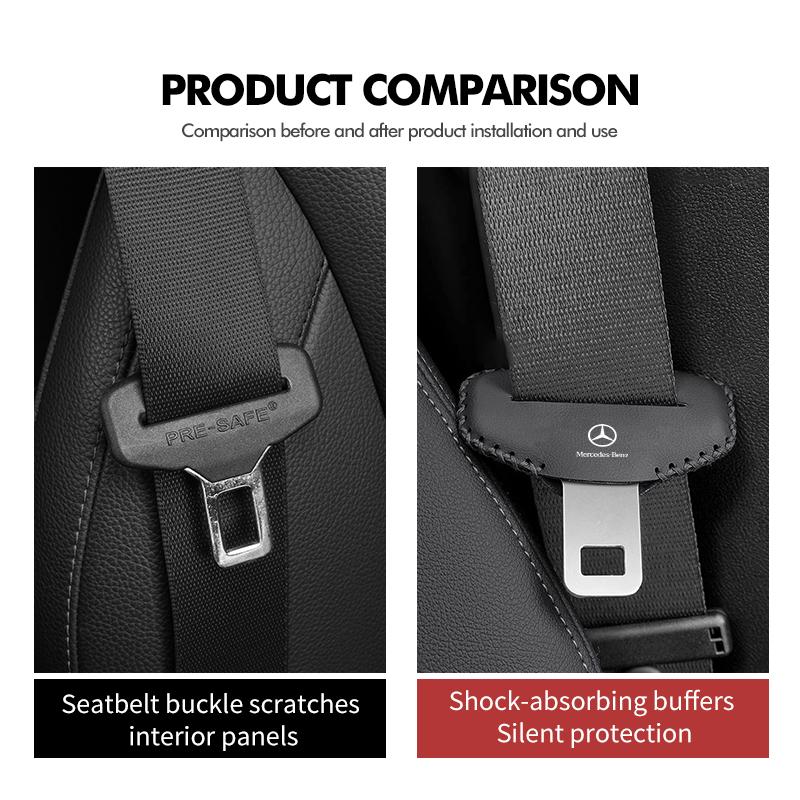 Leather Car Seat Belt Buckle Cover Anti-Scratch Adjusting Clip For Mercedes Benz CLK GLC W212 C200 C300 W203 W204 W205 W169 W176 DQRST1