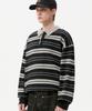 TRILLION Washable Striped Button Collar Neck Knit [Black]
