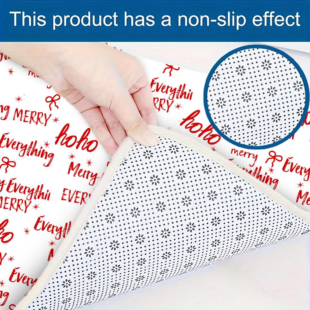 Christmas Kitchen Anti-slip Mat Carpet Flannel Doormat Two-piece Set