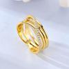 Authentic copper Golden Multilayer Interwoven Ring Geometric Lines White Zirconia Womens Ring Accessory Valentine Fine Gift