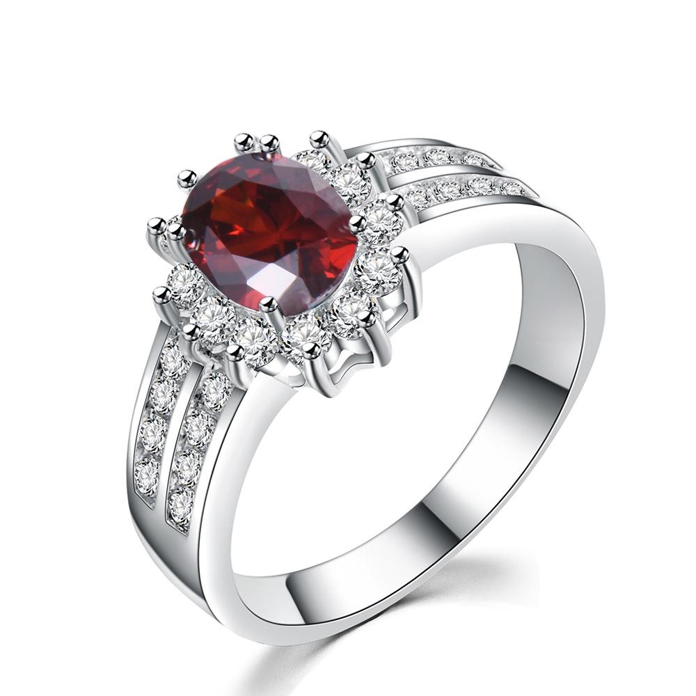 New European and American Fashion Oval Zircon Ring for Men and Women Double Row White