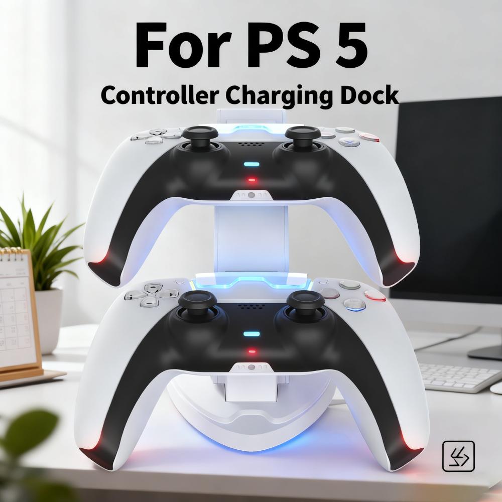 For PS5 Controller Charging Station with Indicator Light Fast Dual Charging Dock Overcharge Protection Game Accessories