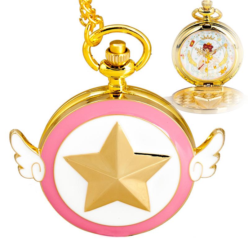 Cartoon Anime Sakura Taschenuhr Damen Quarzuhren Anhänger Zubehör