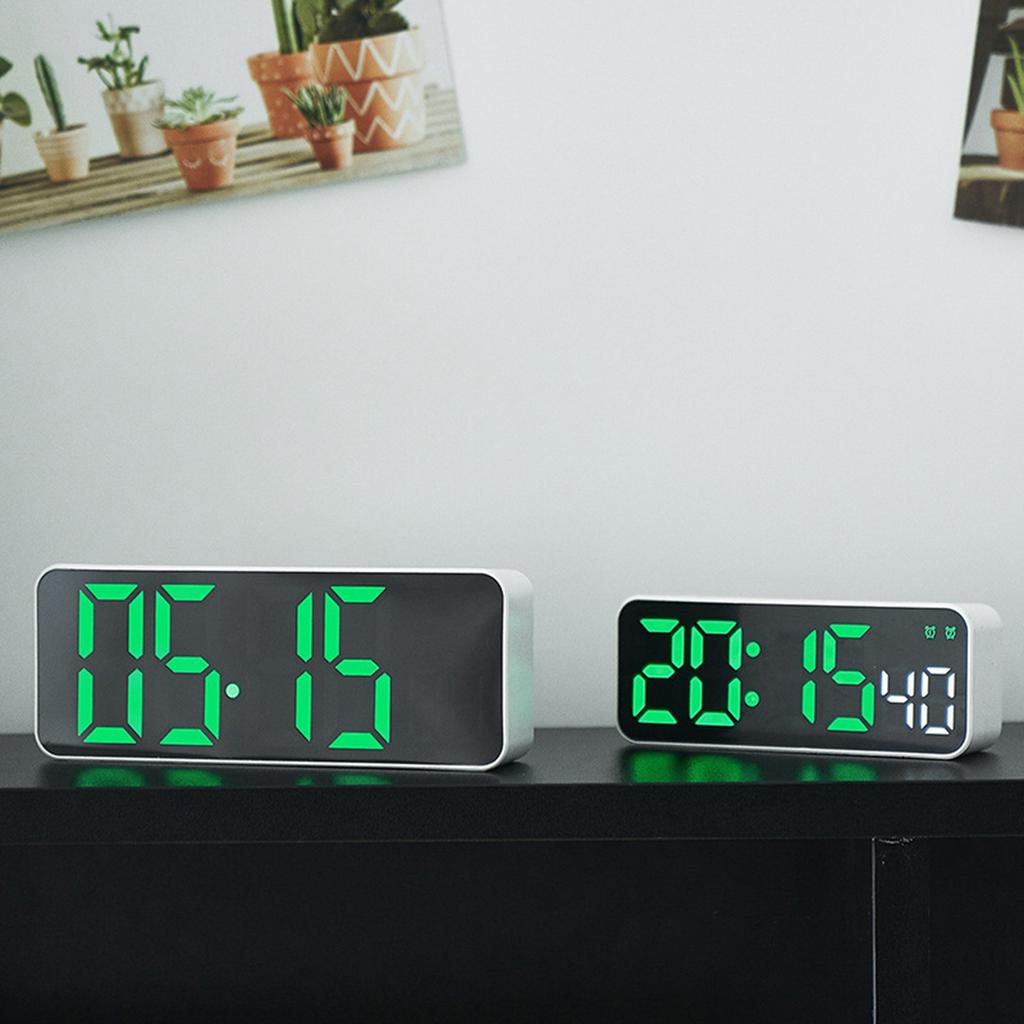 Digital Alarm Clock with Date Temperature LED Display and Timer Adjustment Brightness Battery Operated for Bedroom Table
