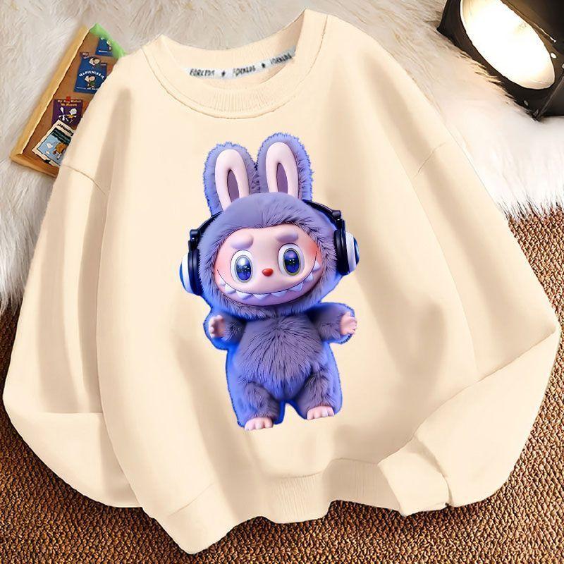 29/5000 Children's LBB Cartoon Hoodie, Long-sleeved Loose Round-neck Hoodie for Boys and Girls Spring and Autumn