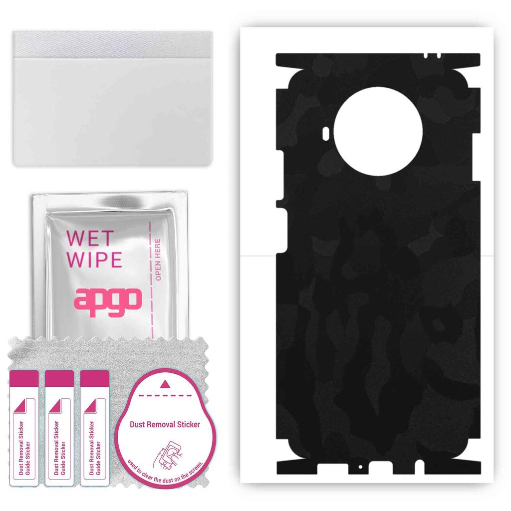 apgo Adesivo Protettivo Skin per retro+lati compatibile con Xiaomi Mi 10T Lite 5G, Pellicola Avvolgente Completa, Pellicola, Vinile - Motivo Mimetico Nero