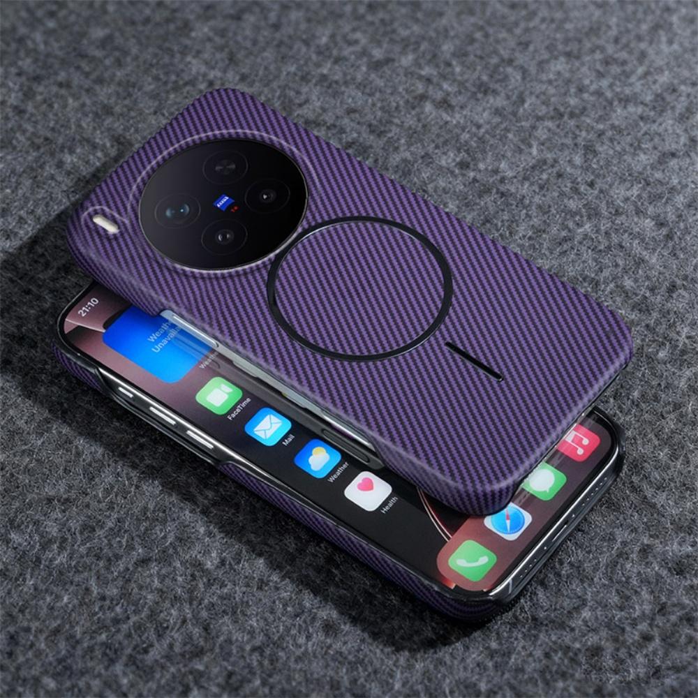 

Fashion Half Frame Carbon Fiber Kevlar PC For Magsafe Phone Case For VIVO X300 X200 IQOO 15 Pro Mini Ultra Matte Magnetic Cover vivo X300