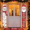 2D Flat, 2pcs Spanish Christmas Banner with Feliz Navidad - Red Feliz Navidad Lettering Suitable for Porch, Door, Wall Decor, Snowman & Santa Claus Ha