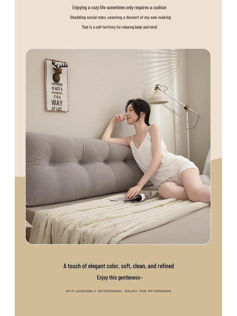 Chenille Headboard Cushion, Double Lumbar Support Pillow, Removable & Washable Backrest
