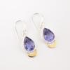 Iolite Gemstone 925 Sterling Silver Jewelry Handmade Hook Earrings 1.5" For Gift EE-162-9