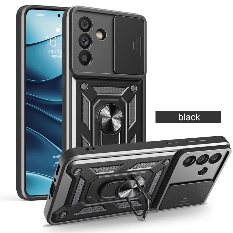 For Samsung Galaxy A06 A16 A26 A36 A56 Case Slide Lens Armor Phone Case For Samsung A 06 16 26 36 56 Car Holder Ring Back Cover