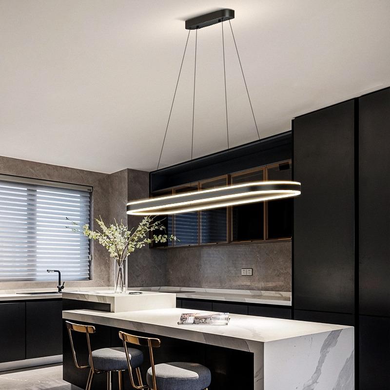 Modern Ring LED Pendant Lamps Dimmable For Kitchen Office Restaurant Dining Living Room Minimalist Chandelier Lighting Fixture