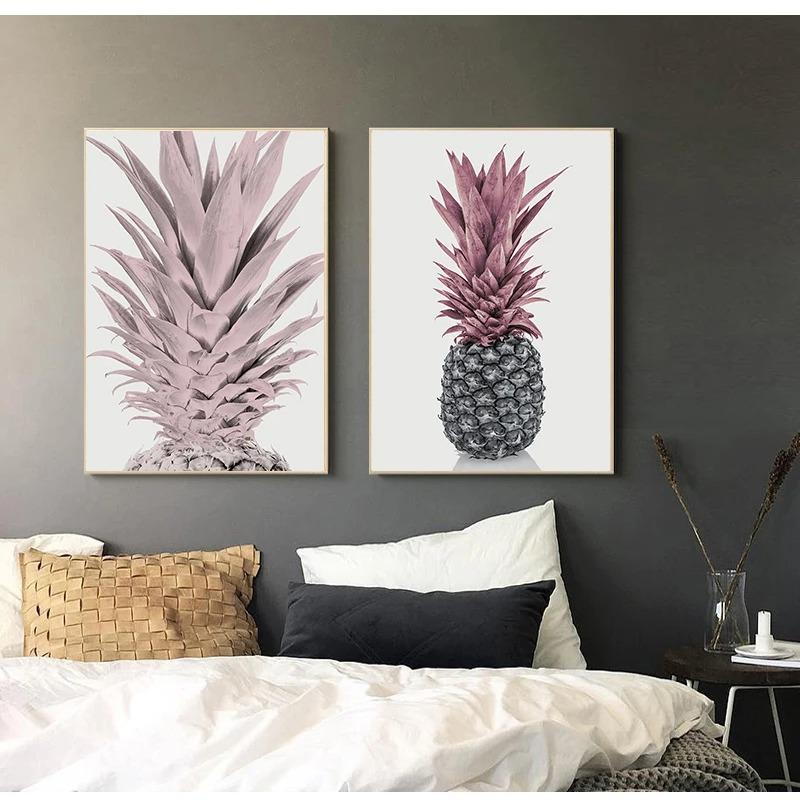 Nordic Pink Pineapple Painting Wall Pictures Home Decoration Posters And Prints Cactus Pot Plant Art Canvas Paintings No Frame