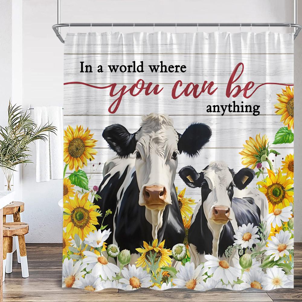 Lustige Tiere Baden Duschvorhänge Hochlandrind Schweine Kaninchen Hunde Badewanne Badezimmer Dekor Polyester Duschvorhänge mit Haken