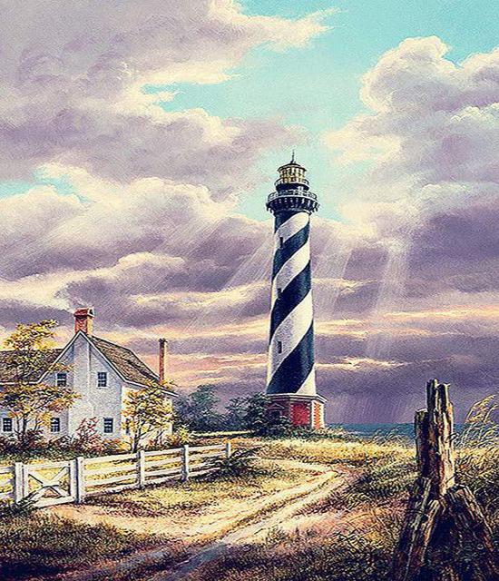 RUOPOTY Paint By Numbers Tower Landscape Wall Art Unique Gift Acrylic Home Decor Hand Painted Coloring Seaside For Living Room