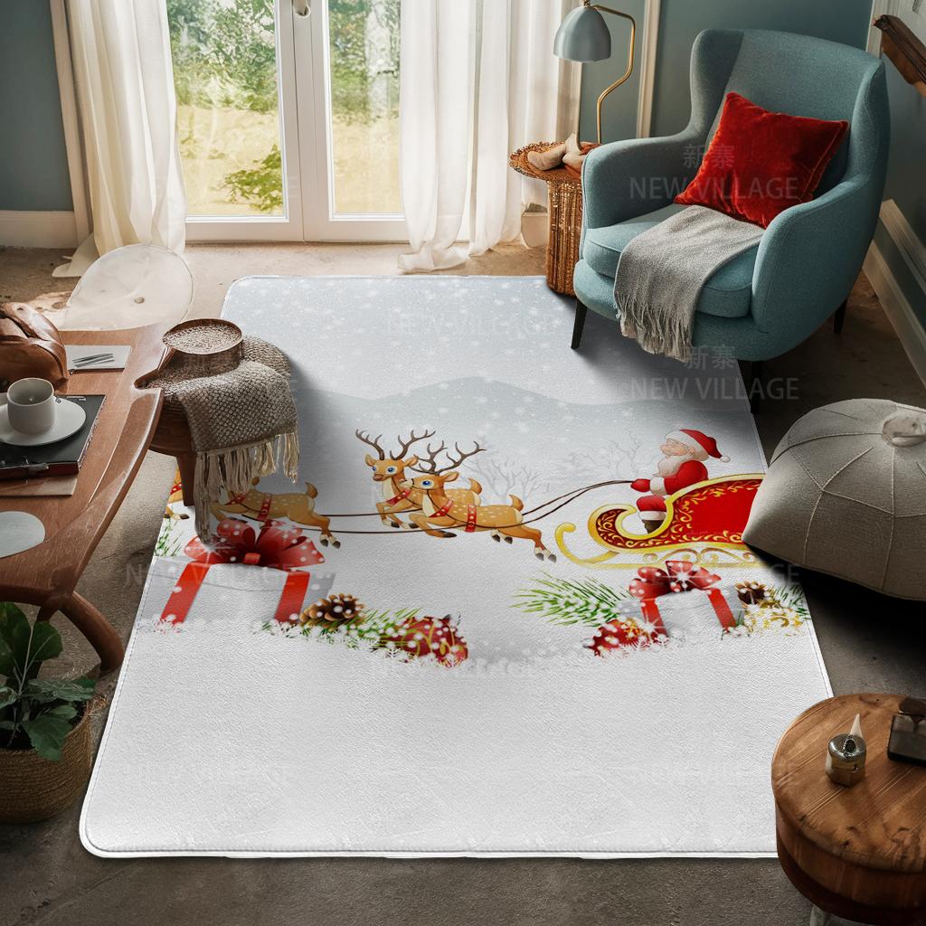 House Entrance Carpet Home Door Mat Living Room Bath Foot Bathroom Non-slip Water Absorption Rugs Bath Merry Christmas Winter
