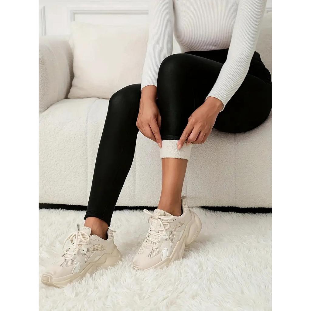 Women's Thickened Winter with Pocket High Waisted Fleece-Lined Leggings for Outdoor Casual Warmth and Cold Protection