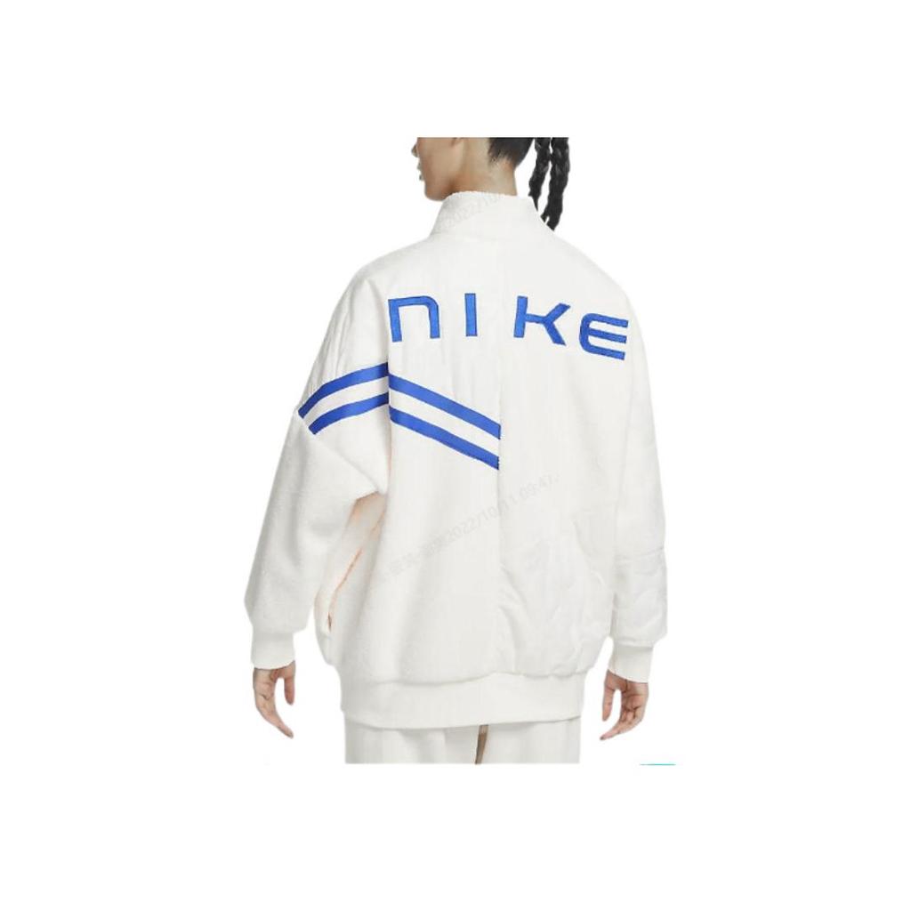 Nike Letter Logo Print Fleece Stand Collar Long Sleeve Jacket Women Jacket Ivory FB1821-118