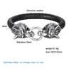 Classic Animal Viking Double Dragon Wolf Head 316L Stainless Steel Men's Leather Bracelet Fashion Punk Jewelry Pulseras