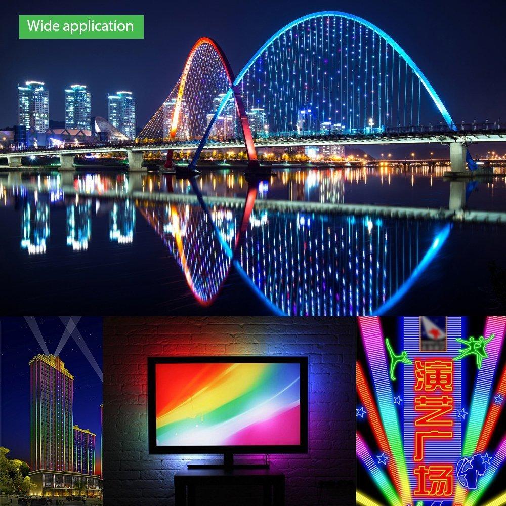 ALITOVE Addressable 5050RGB LED Strip Light, WS2812B, 1m SMD, 144 LEDs, Dream Color Pixels, Non-Waterproof, Black Base, DC 5V