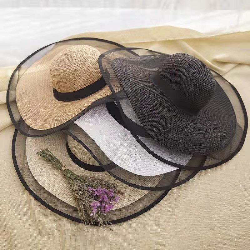 Women Sun Hat Waves Beach Cap Ladies Hat Big Brim Sun Visors UV Cut Bucket Panama Caps Foldable Straw Summer Sunscreen Vintage