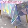 2/3/5pcs Laser Rainbow Theme Party Disposable Tablecloth & Rectangular Cover for Birthday Wedding Home Decor Supplies