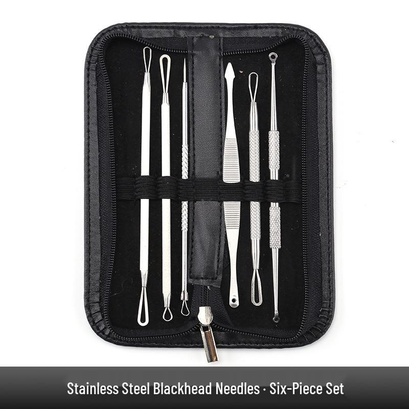 Stainless Steel Double-Headed Blackhead Remover & Acne Needle 7-Piece Beauty Set