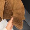 Damen Kunstpelzjacke Kaffeefarben Kleiner Duftiger Stil Lammwolljacke Retro Lässig Winter Warmer Mantel