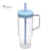 Clear Plastic Water Bottle with Straw And Lid, 40oz Large Capacity Tumbler BPA-free Drinking Cup Handle, Leak Proof Sports for School Travel Reusable