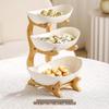 Bamboo & Wood Multi-layer Fruit Bowl and Pastry Plate - Creative Double-layer Ceramic Snack Holder for Home.