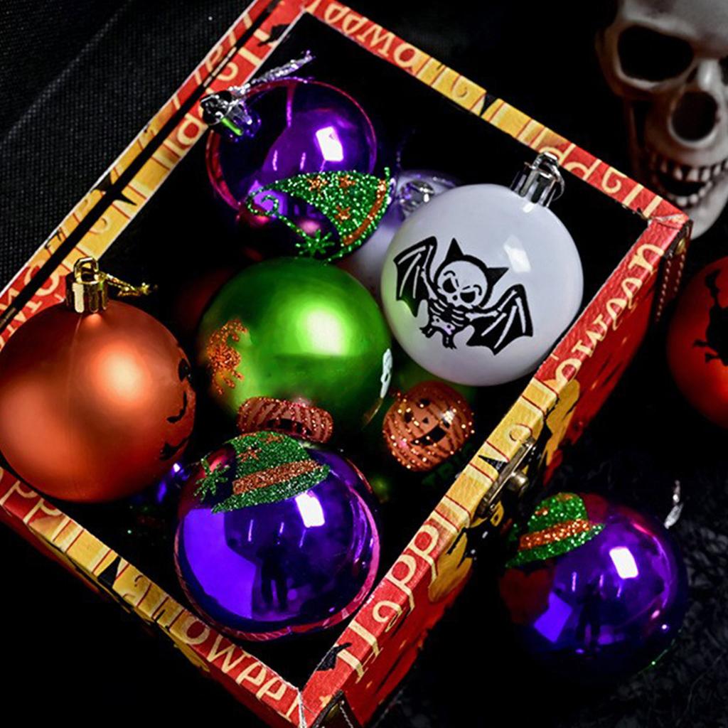 Dark Skeleton Ball Set 6cm Halloween Party Tree Hanging Porch Decoration Painted Plated Ball Hanging,halloween Indoor Decor,halloween Decorations,