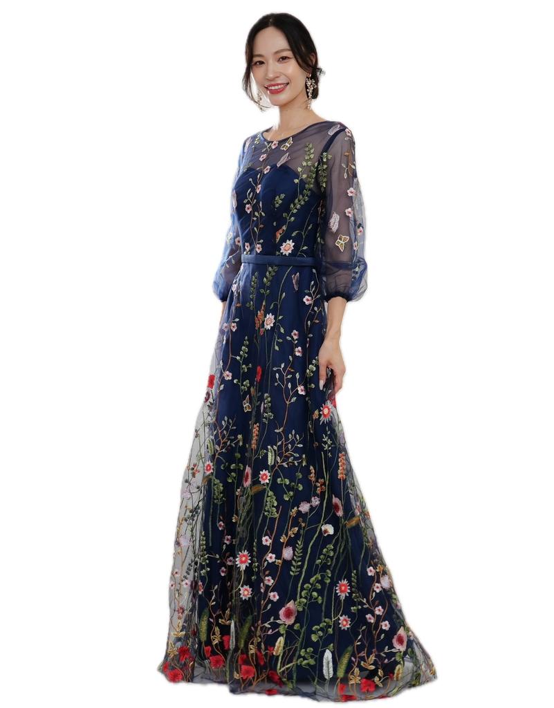 Party Piano Evening Long Floral Formal Maxi Length [EightSTAR Dress] Dress, Recital, Adult, Long, After-Party Dress, Bride, Pre-wedding Photoshoot,
