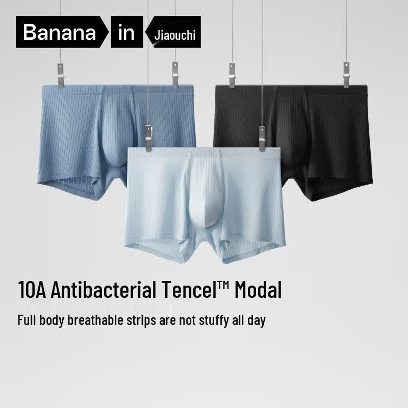 Bananain Men's Silver Skin 311A Tencel Modal Ice Silk Boxer Briefs - 3 Pack