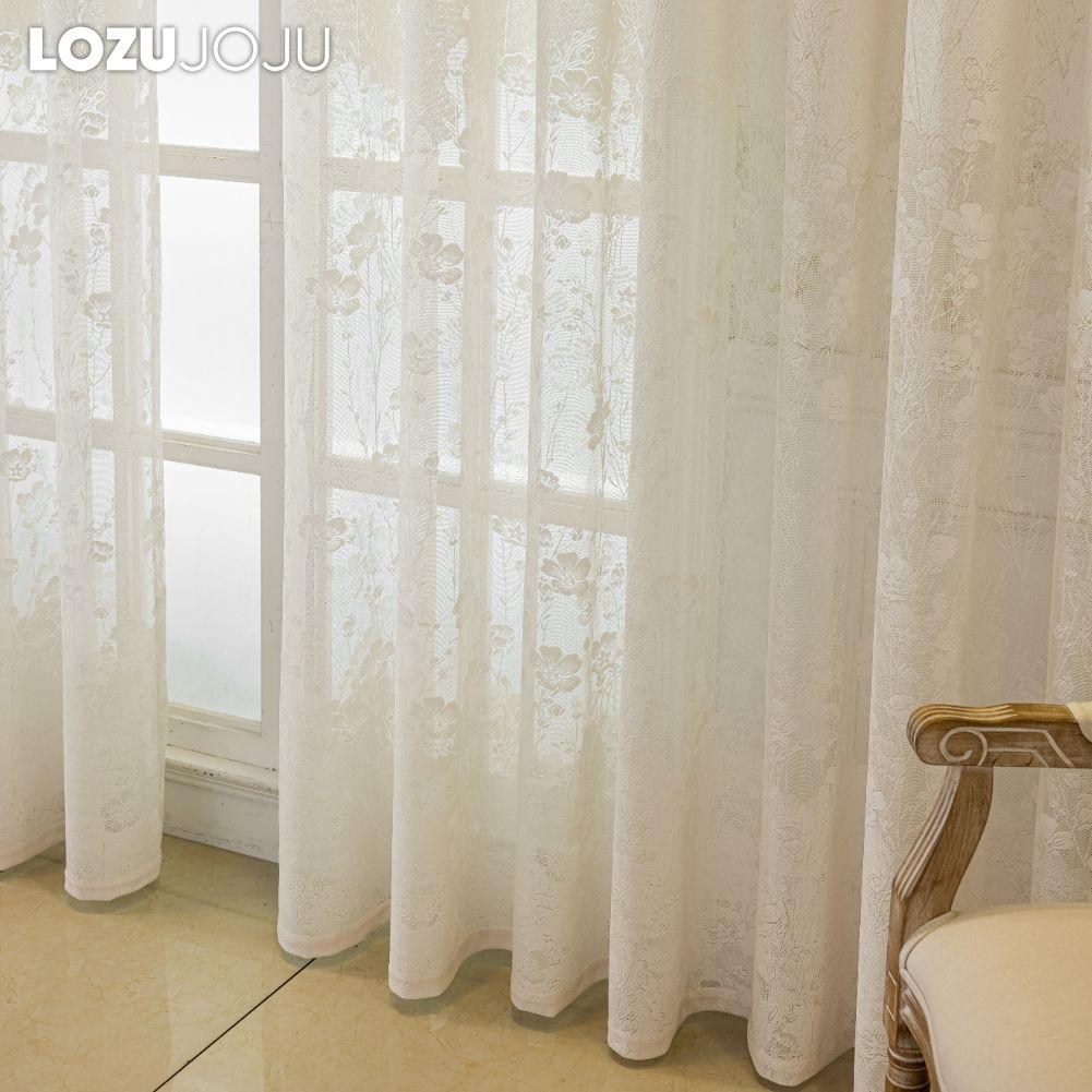 1 ks LOZUJOJU Jednoduchý moderní tylový žakárový dutý poloprůhledný průsvitný závěs do obývacího pokoje, ložnice, na balkonové okno, domácí dekorace