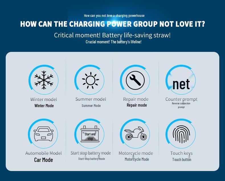 12/24V 8A Pulse Repair Charger with LCD for Motorcycle/Car Batteries