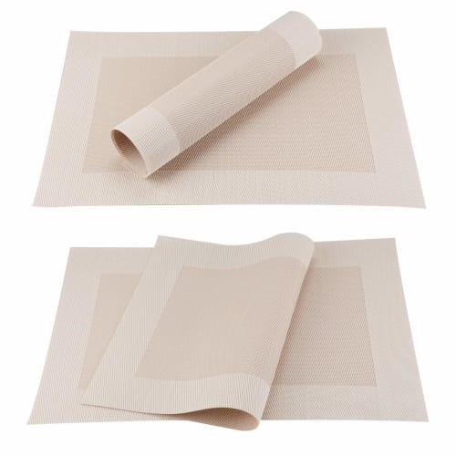 Topfinel Placemats, Stylish, Nordic Design, Available in 6 Colors, Waterproof, Stain-Resistant, Insulating, Non-Slip, Easy to Clean, PVC, Light Coffee