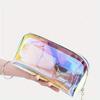 Laser Iridescent TPU Large Capacity Half-Round Makeup Bag - Portable, Transparent, Waterproof Travel Wash Bag