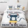 Cartoon Musical Monkey Bedding Set,Duvet Cover Comforter Bed Set Quilt Cover Pillowcase,King Queen Twin Size Boys Girls Adults