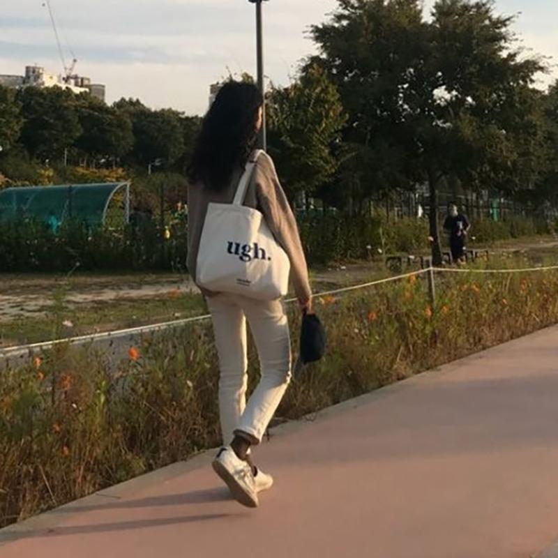 Casual Large Capacity Women'S Bag Shoulder Bags Shopper Canvas Letter Fashion Harajuku Zipper Print Street Handbags