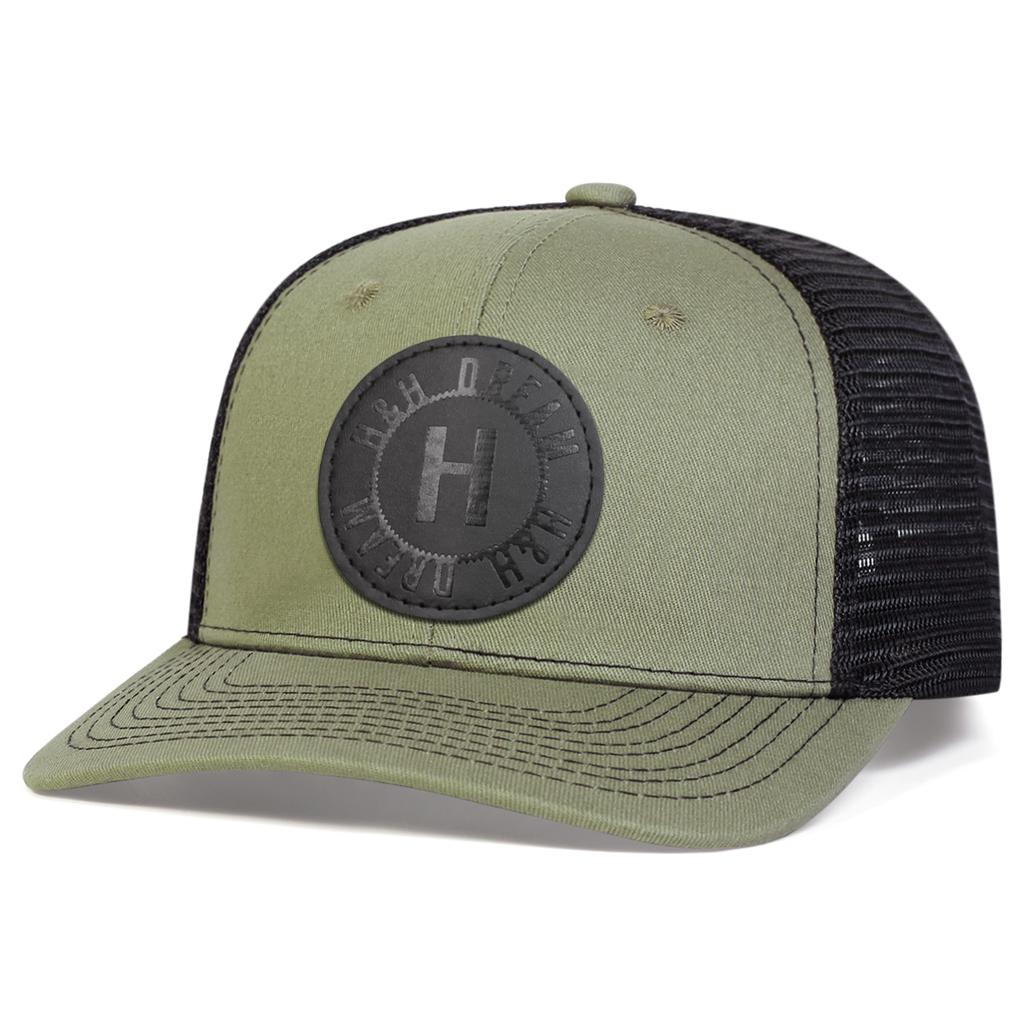 Men H Black Leather Patch Baseball Mesh Cap Hat Micro Curved Cap Outdoor Adjustable Sunscreen Leisure Hat Spring Autumn Travel Tourism Beach Vacation