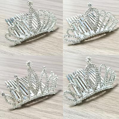 Korean Children's Crown Comb Accessories Girls' High End Crown Korean Version Princess Birthday Rhinestone Hair Accessories
