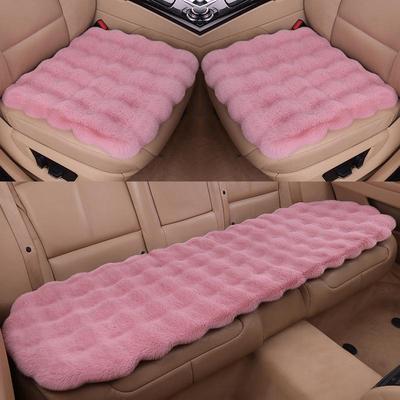 Winter Plush Velvet Car Seat Cushion Set - Thickened Non-Slip Rabbit Fur Pad (3-Piece)