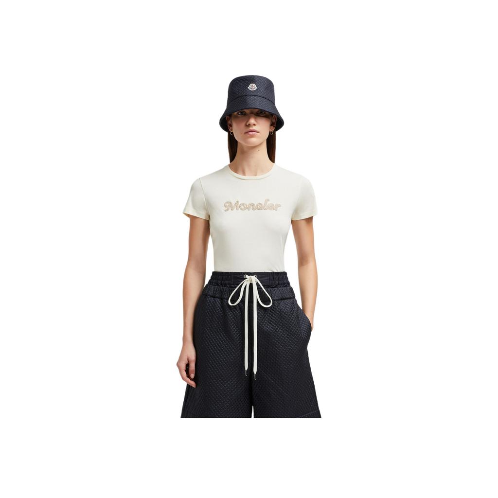 Moncler Simple Comfortable Letter Short Sleeve T-Shirt Women T-Shirts White K1-093-8C00009-89AUO-034