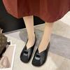 2025 Spring New Casual Flat Single Shoes Soft Leather Doudou Shoes One Pedal Retro Style Lazy Shoes Middle-aged and Elderly Shoes