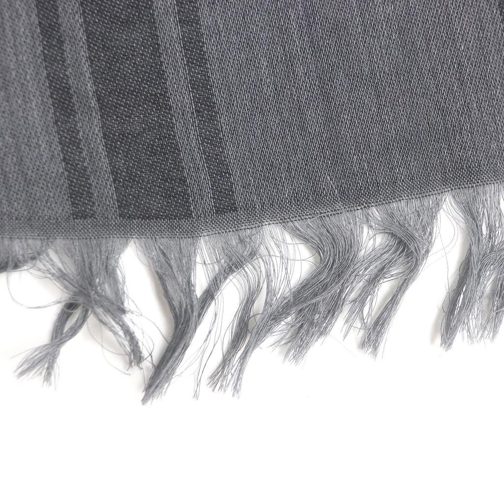 Excellent GUCCI Stall Diamante Check Pattern Fringe gray wool mens 544615 Used