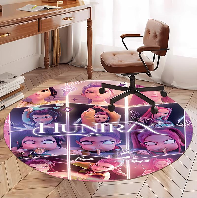 Tappeto Rotondo con Motivo KPop Demon Hunters, Tappetino da Interno/Esterno, per Picnic, Sala Giochi, Camera da Letto, Ufficio, Soggiorno, Tappeto Decorativo per la Casa, Regalo di Compleanno