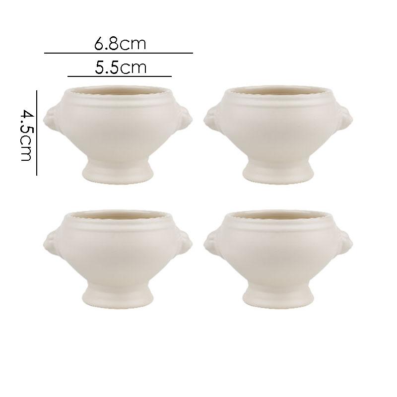 Ceramic Soup Bowl Restaurant Creative Lion Head Embossed Handle Bowl Dessert Bowls Snack Bowls Salad Bowls Home Tableware