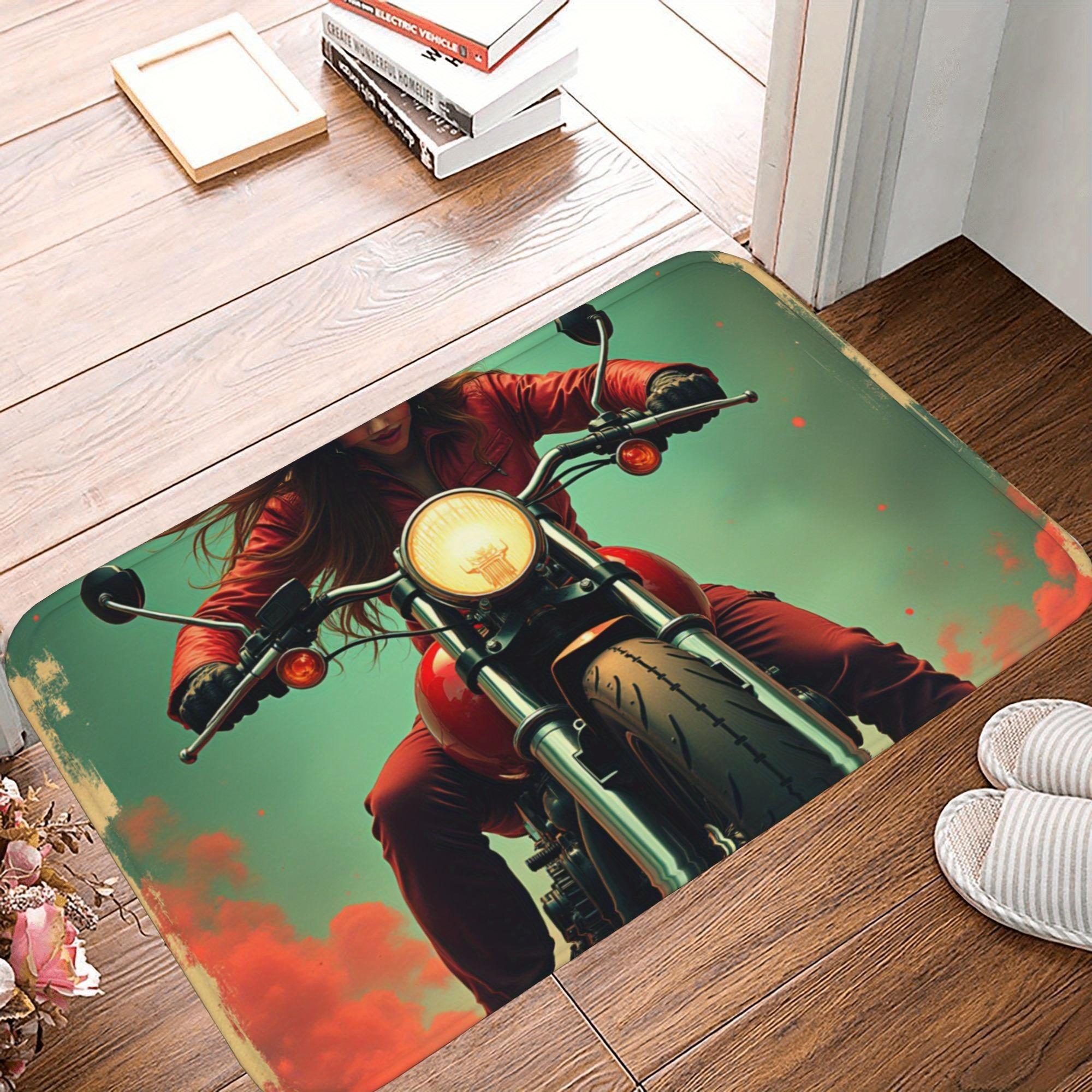 

1PC Motorbike Kitchen Rug Non-Slip Door Mats Pop design Bathroom Rug Bath Mat Carpet for Home Sink Laundry Decor 40cm x 60cm